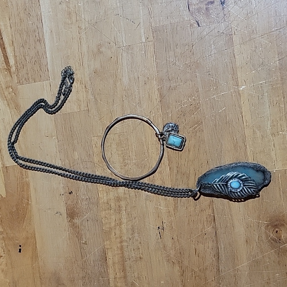 Turquoise & Silver Bangle Set